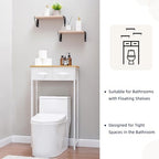 MOHOPE 2-Tier Over The Toilet Storage with 2 Fabric Drawers, Freestanding Above The Toilet Storage Cabinet, Space Saver Metal Over Toilet Bathroom Organizer Shelf for Small Space, Natural and White - Image 6