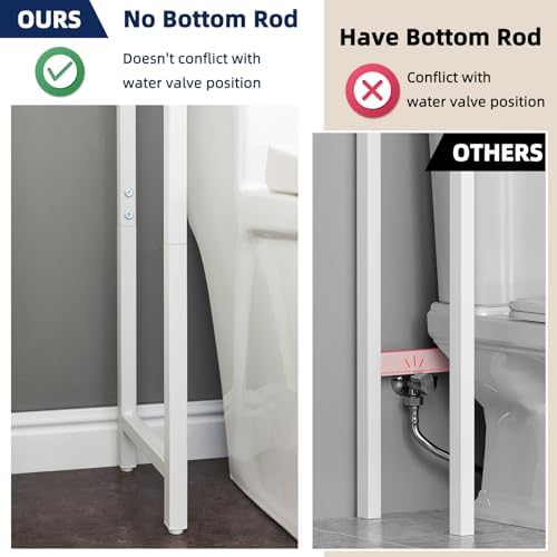 MOHOPE 2-Tier Over The Toilet Storage with 2 Fabric Drawers, Freestanding Above The Toilet Storage Cabinet, Space Saver Metal Over Toilet Bathroom Organizer Shelf for Small Space, Natural and White - Image 7