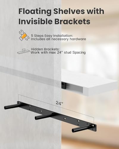 Amada 35.4" Floating Shelves for Wall Decor & Storage, Set of 3, White - Image 6
