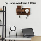 Lwenki Key Holder for Wall – Decorative Wooden Mail Holder and Key Shelf with Mounting Hardware, Installation Guide – Paulownia Wood with Metal Key Hooks (Brown, Extra Large - 15.6inch) - Image 4