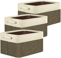 BALEINE 3 Pack Fabric Closet Storage Bins for Shelves, Linen Closet Organizers and Storage, Decorative Baskets for Organizing, Shelf, Clothes, Home, Office (Brown, 12"x8"x8") by BALEINE
