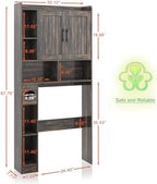 Vabches Farmhouse Over The Toilet Storage Cabinet with Barn Door, Dark Grey - Image 2