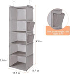 BOOMIBOO Hanging Closet Organize and Shelves,5-Hanging Shelf（Light Grey） | with 2 Side Pockets，Storage Foldable - Image 3