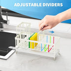 Cisily Sponge Holder for Kitchen Sink, Sink Caddy Organizer with High Brush Holder, Kitchen Countertop Organizers and Storage Essentials, Rustproof 304 Stainless Steel (Cream, 9.25″) - Image 4