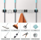 Mop Broom Holder Wall Mount, 2 Packs Silver Stainless Steel Tool Storage Organizer for Kitchen Garden Garage Laundry Room Bathroom and RV with 4 Slots 6 Hooks - Image 6