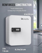 Uniclife 20 Position Key Cabinet with Combination Lock Resettable White Digital Security Storage Box Steel Key Organizer with Colorful Key Tag Labels Stickers and Hooks - Image 2