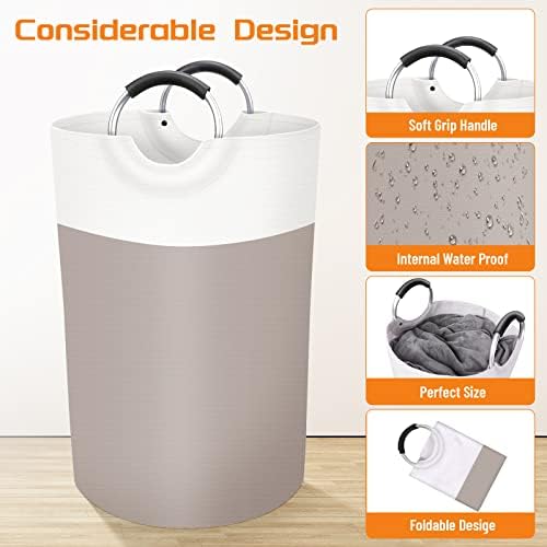 BlissTotes 75L Laundry Basket, Freestanding Collapsible Hamper, Brown - Image 3