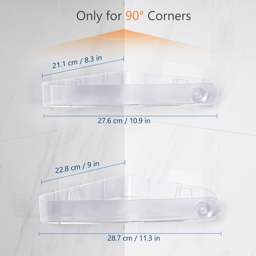 Sotfamily Plastic Shower Caddy Corner (for 90° Only), 2 Pack, Frosted Clear - Image 2