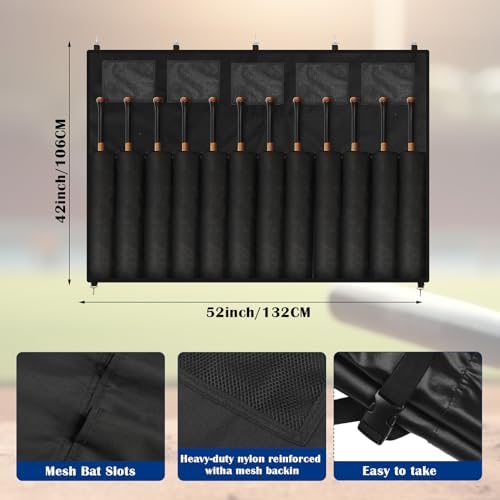 Baseball Dugout Organizer Dugout Equipment Includes Hanging Baseball Helmet Bag 12 Bats Hanging Bat Bag Magnetic Lineup Board, Serving for 15 Players Helmets Name Tags Gloves Roster Lineup - Image 3
