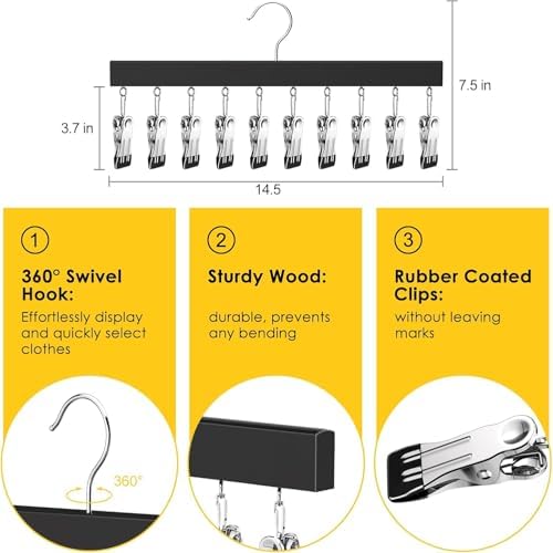 Legging Organizer for Closet, Pants Hangers with Clips | Holds 20 Leggings, Jeans, Hats, Shorts, Socks, 360° Rotating Space Saving Hanging Clothes Organize and Storage 4Pcs - Image 6