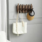 Natural Wood Wall Mounted Piano Coat Rack| Coat Rack Wall Mount| Flip Down Wall Hook Rack 5 Hooks| Entryway Coat Rack,Made of Acacia Wood (Walnut Color Dyed with Wood Wax Oil).Wall Art - Image 2