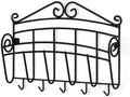 Spectrum Scroll Key and Mail Holder for Wall with Five Steel Hooks for Coats Leashes Purses, Wall Mounted Entryway Organizer, Letter Rack, Decorative Metal Storage for Home Office Organization, Black by Spectrum