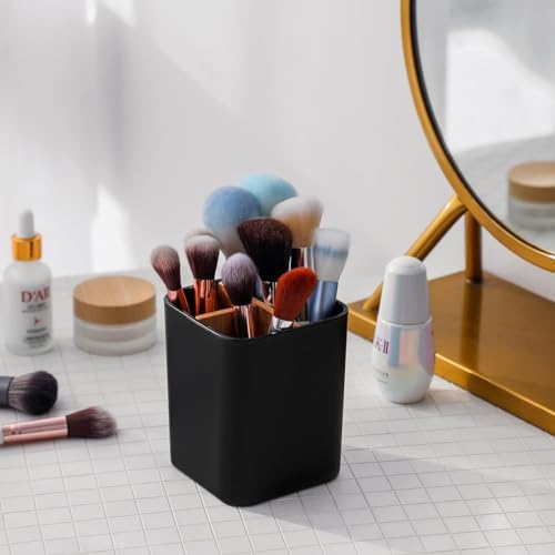 Bamboo Toothbrush Holder for Bathrooms Toothpaste Organizer, 2 Pack, Black - Image 4