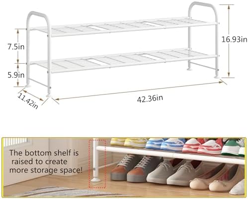 LINZINAR 2 Tier Long Shoe Rack for Closet Metal Shoe Organizer for Entryway - Image 3