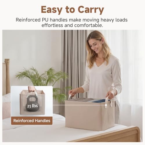 StorageWorks Fabric Storage Bins, Closet Bins, Light Brown, 2-Pack - Image 4