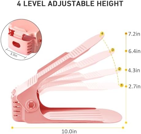 Shoe Slots Organizer 36 Pack - Shoe Organizer Space Saver 50%,Adjustable Thickening Shoe Stackers for a pair of Shoes,Shoe Storage Shoe Rack Holder for closet organization,organizador de zapatos,Pink | Adjustable shoe Organizer for Closet Storage,Thick... - Image 3