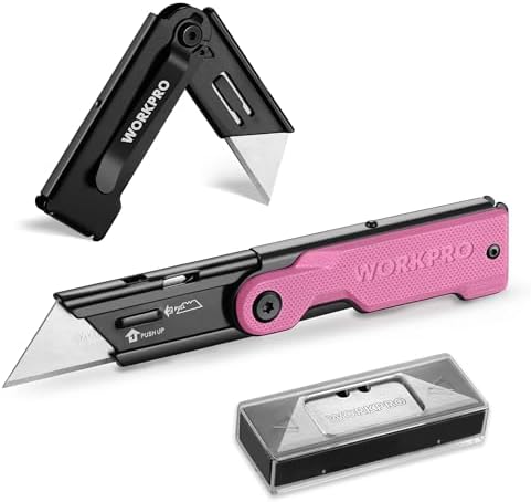 WORKPRO Folding Utility Knife, G10 Handle, Pink by WORKPRO