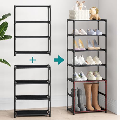 Autonomier 4 Tier Extra Small Shoe Rack (16.3" Wide), Space Saver Shelf | Kids Toddler Adult Shoe Storage Organizer, Narrow Stackable Shoe Organization Shelves, for Closet Floor Entryway Bedroom - Image 6