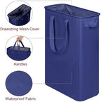 efluky Slim Laundry Basket, Narrow Laundry Hamper with Handles, Collapsible Dirty Clothes Hamper, Tall Laundry Bin for Laundry Room, Dorm and Bedroom, 12.7 Gallons(75L) Blue - Image 3