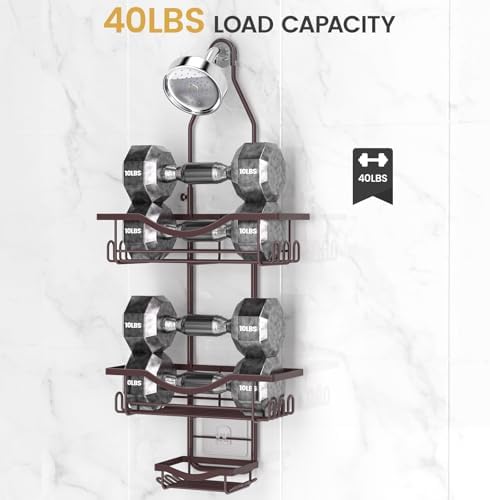 REINHARDT Adjustable Shower Caddy Hanging Over Shower Head, Bronze - Image 5