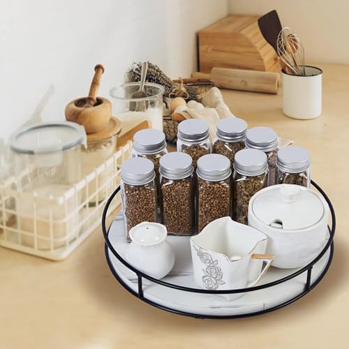 12 Inch White Wood Lazy Susan,360° Decorative Turntable for Countertop - Image 6