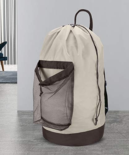 Dalykate Backpack Laundry Bag, 115L Large Hamper with Shoulder Straps, Drawstring Closure, Mesh Pocket, Khaki - Image 6