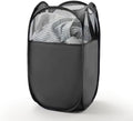 TECHMILLY Pop Up Foldable Laundry Basket, Mesh Laundry Hamper with Reinforced Handles for Dirty Clothes Storage in Dorm, Laundry Room, Bathroom, Black(Fabric) by TECHMILLY