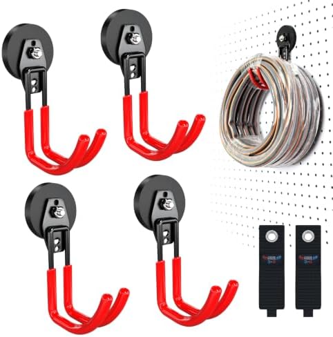 3-H Heavy Duty Magnetic Hooks, Large Magnet Hooks,4 Pack Red by 3-H