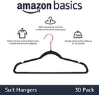 Amazon Basics Slim Velvet Non-Slip Space Saving Sturdy Suit Clothes Hangers, Closet Organizer, Black/Rose Gold, 30-Pack - Image 2