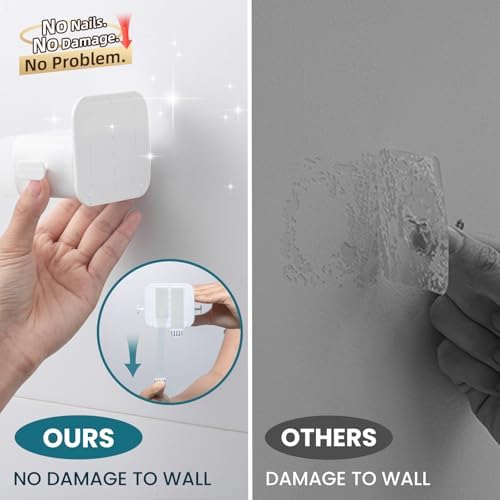 TAILI Mop and Broom Holder Wall Mount Grippers, 3 Hangers and 8 Adhesive Strips, Damage Free Hanging Wall Mount, Household Cleaning Organizer for Organization and Storage, Holds up to 4 lbs, Grey - Image 3