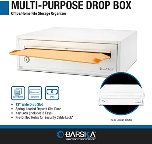 Barska CB13118 Key Lock Multi-Purpose Desktop Envelopes Cash Documents Suggestions Drop Box Organizer White 15.75" x 11" x 4.87" - Image 2