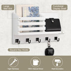 Key Holder Wall Mount, Mail Organizer for Wall with 5 Square Key Hooks - Image 2