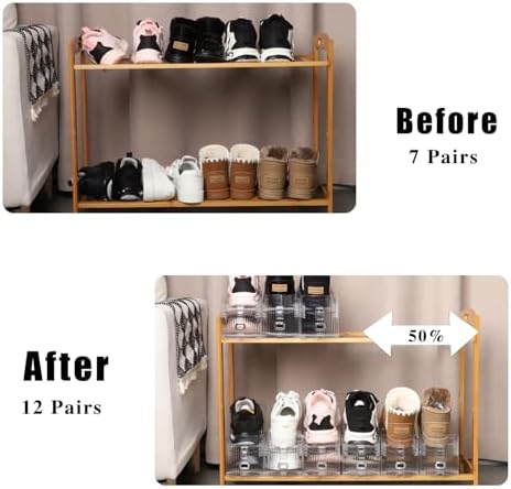12 Pack Shoe Slots Organizer Adjustable Level Shoe Stacker Holder Storage Space Saving Sneakers Display Tray Rack for Closet - Image 5