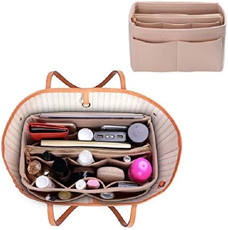 ZTUJO Purse Organizer Insert, Felt Bag Organizer with Metal Zipper, Handbag & Tote Shaper, For Speedy Neverfull Tote, 7 Sizes - Image 6