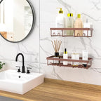 Moforoco Shower Caddy Shelf Organizer Rack, Self Adhesive Black Bathroom Shelves Basket, Home Farmhouse Wall Inside Organization and Storage Decor Rv Accessories, First Camper Apartment Essentials - Image 3