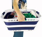 SAMMART 42L (11 Gallon) Collapsible Plastic Storage Basket - Foldable Pop Up Storage Container/Hamper - Portable Laundry Organizer - Space Saving (White/Starry Blue, 42L (Style A)) - Image 7