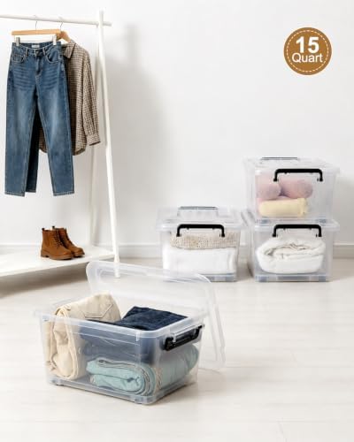 NUMIFUN 15QT Storage Bins with lids, Stackable Space Saver for Family - Image 6