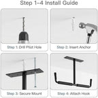 QWORK Overhead Ceiling Hooks Rack – Heavy Steel Storage Hangers for Garage, Workshop & Basement - Image 5
