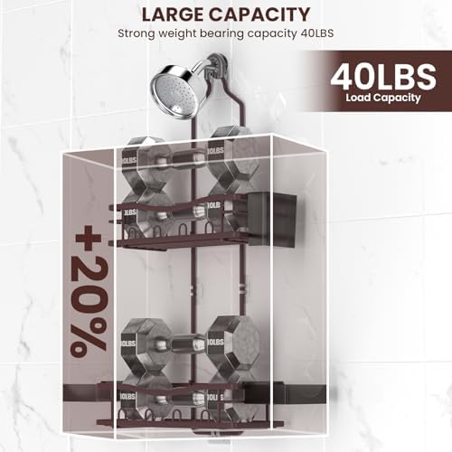 Rustproof Shower Caddy Hanging with Soap Holders for Bathroom, Bronze - Image 3
