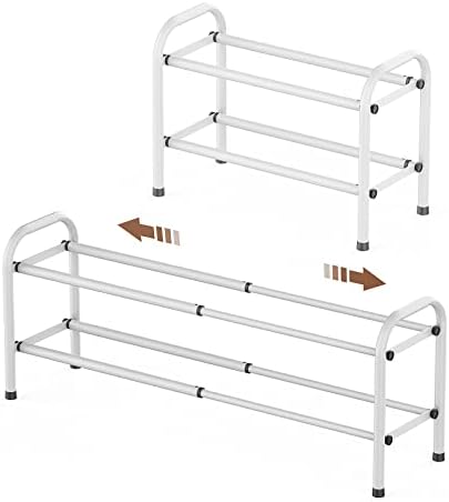 Gonfoam Expandable 2-Tier Shoe Rack for Closet and Entryway, White by Gonfoam
