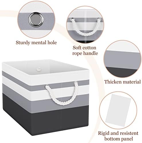 Fab totes Storage Bins 6-Pack, Foldable Storage Baskets for Organizing Toys, Books, Shelves, Closet, Large Storage Box with Rope Handles, Sturdy Organizer Bins,Gradient Grey - Image 3