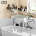 Voldra Shower Caddy Suction Cup, Shower Shelves for Inside Shower No Drilling, Aluminum Suction Showers Organizer for Wall with Towel Bar & Hooks Removable Bathroom Storage Rack(1 Pack-Gray) - Image 5