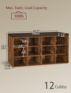 DINZI LVJ Shoe Storage Bench with Cushion, 40.9" Cubby Shoe Rack, 12-Cubby - Image 3