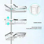 DAOYA Corner Shower Caddy Tension Pole - Chrome Tension Rod Shower Caddy - Image 2