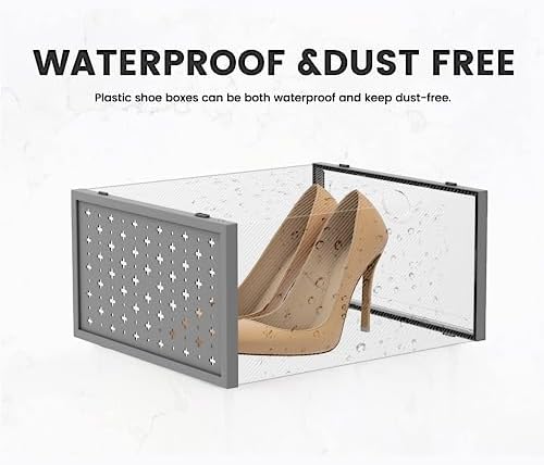 Pinkpum XXL 12 Pack Shoe Storage Box Clear Plastic Stackable Shoe Organizer - Image 4