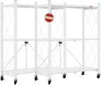 DEANIC 3 Tier Foldable Storage Shelves with Wheels, Large Capacity Shelving Unit, Freestanding Metal Wire Shelf Rack, No Assembly Organizer Rack for Garage Kitchen, Basement, Pantry(White Pack of 2) by ShowNow