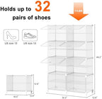 AWTATOS 8 Tiers Shoe Rack Organizer, 32 Pair Shoe Storage Cabinet, Clear - Image 3