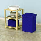 Simple Houseware Foldable Laundry Hamper Basket with Lid, Dark Blue - Image 2