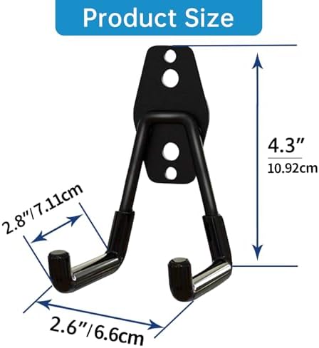 GeeWatom 2 Pack Garage Storage Utility Hooks，Garage Garden Tool Organizer，Steel Wall Mount Hooks, Garden Small U Hooks (Black) - Image 2