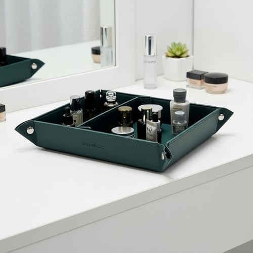 UnionBasic Medium Valet Tray, Jewelry Tray for Rings Watches Earrings, Entryway Catchall Caddy for Coins Keys Change, Nightstand Bedside Valet Holder, Trays for Electronic Gadgets, Vintage Green Plus - Image 5